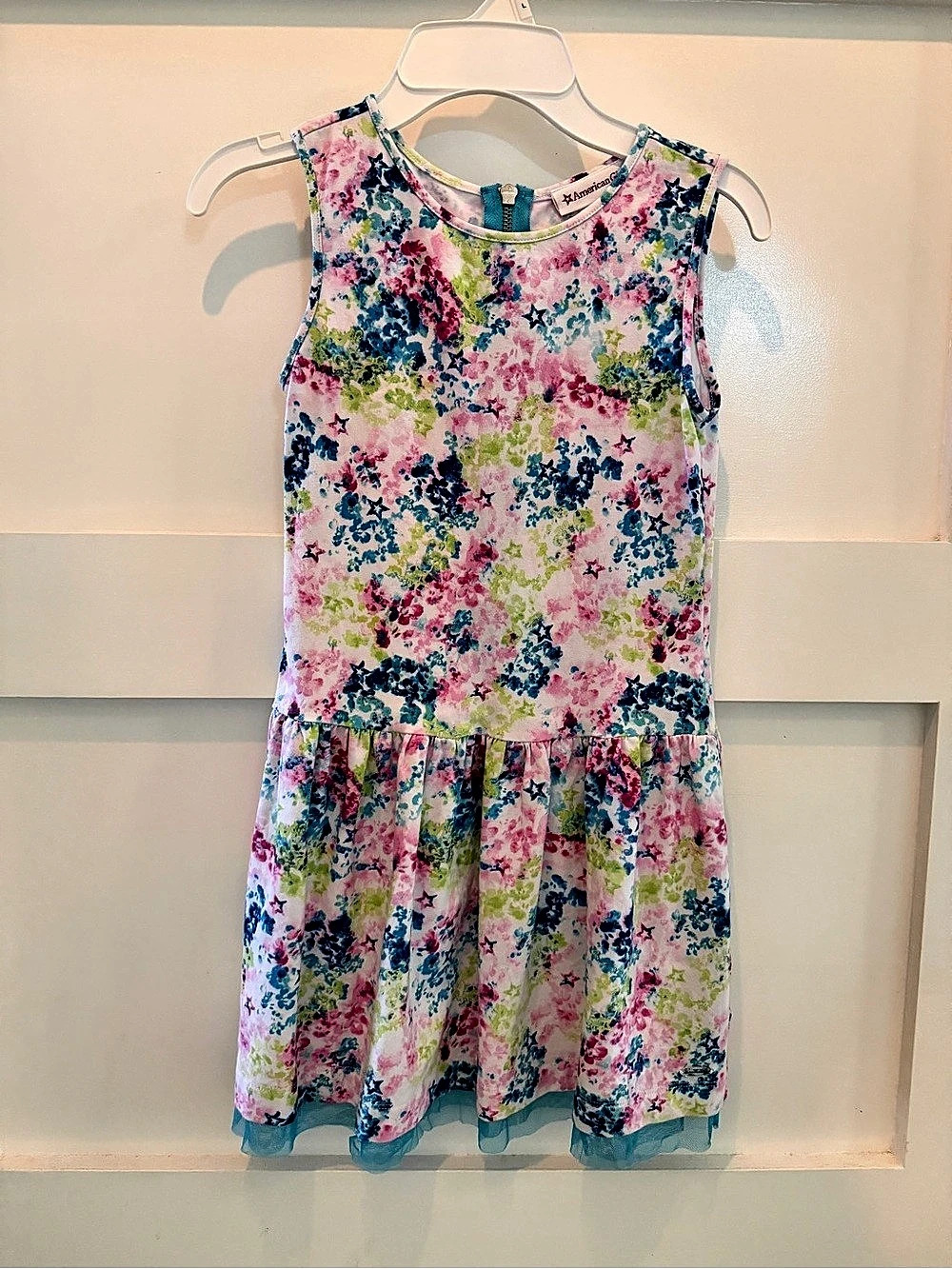 American Girl Floral Dress Pink & Blue Girls Size 10